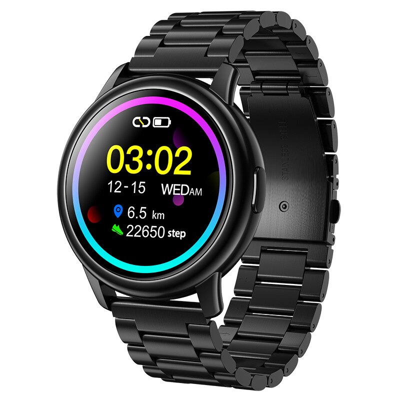 LEMFO LF28 montre intelligente hommes étanche IP68 relogio inteligen 1.28 pouces plein écran tactile Fitness Tracker fréquence cardiaque Smarwatch: black meatal
