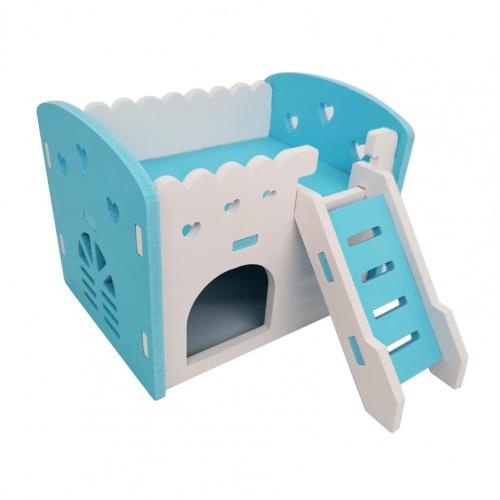 Hamster Villa with Ladder Stable Structure Chinchilla Hut Hamster Golden Bear Rat Villa Balcony: Blue
