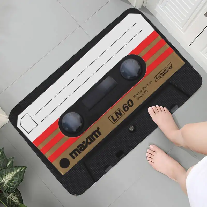 Tapete decorativo para puerta con cinta de casete, alfombra antideslizante de bienvenida para suelo, baño, cocina, dormitorio, habitación, decoración del hogar: 45x70cm / Morado