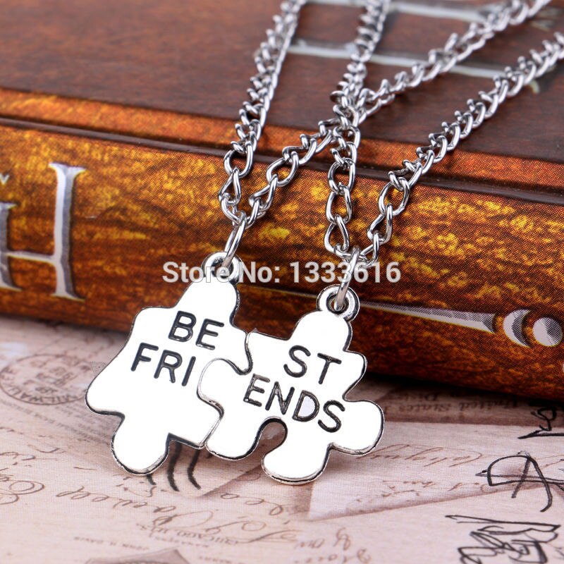 2 PCS Heart Puzzle Key Lock Best Friends BFF Necklace Friendship For Women Men Jewelry Pendant Necklaces Chain Collier