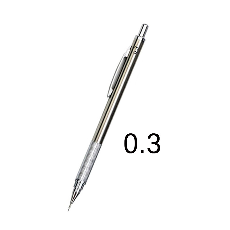 Matita meccanica professionale in metallo per schizzi 0,3/0,5/0,7/0,9/1,3/2,0/3,0 mm: WHITE