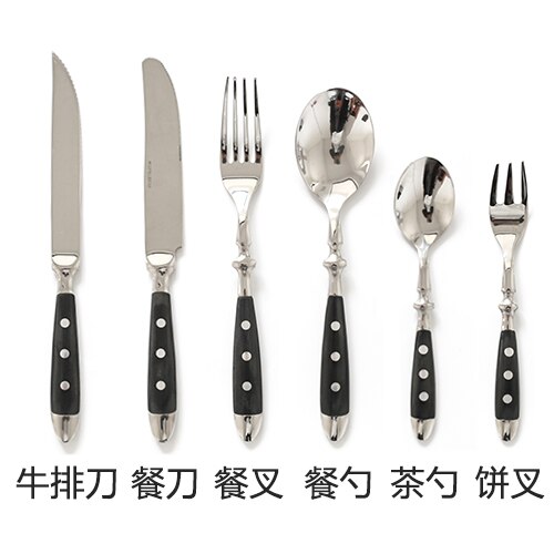 Koreansk stjerne bestiksæt rustfrit stål bestik steak kniv boligtilbehør: Stjerne 6 sæt