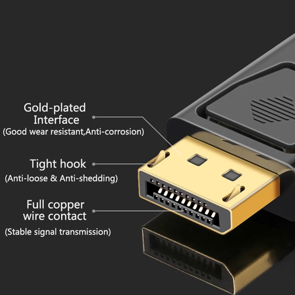 Adaptador Compatible con DisplayPort a HDMI 4K 60Hz DP macho a hembra Cable de Audio y vídeo Compatible con HDMI HD 1080P para PC TV portátil