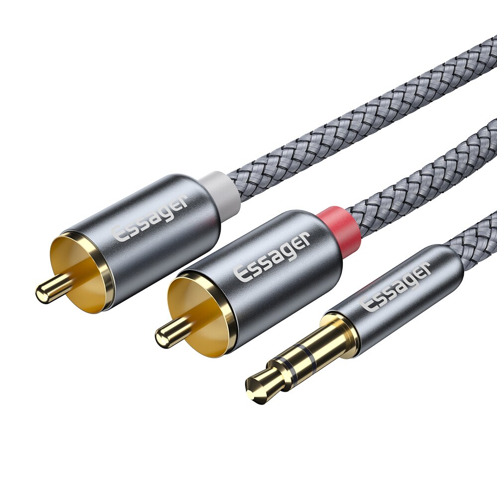 Essager RCA Cable 3.5mm Jack to 2 RCA Aux Audio Cable 3.5mm Male to 2RCA Adapter Splitter for TV Box Home Theater Speaker Wire: 50 m