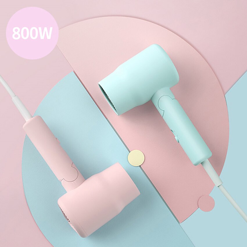 Mini Travel Hair Dryer 800W Compact Folding Handle Blow Dryer with 3 Heat Settings, 2 Speed, Quiet Hair Drying Blow Dryer