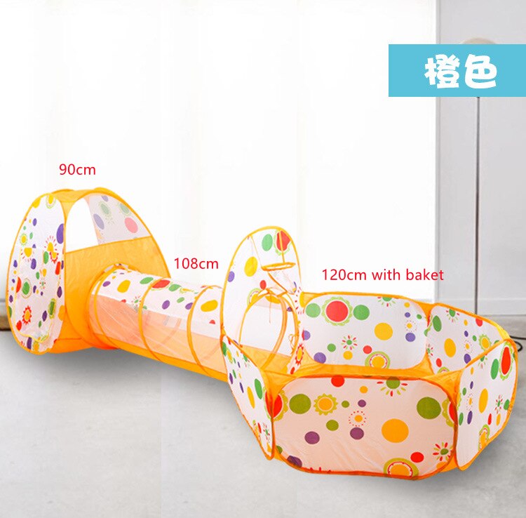 1.5M Grote Bal Pit Draagbare Baby Box Met Mand Hoepel Vouwen Oceaan Ballenbad Met Crawl Tunnel Camping Tent speelgoed Voor Kinderen: Orange Ball Pit Set