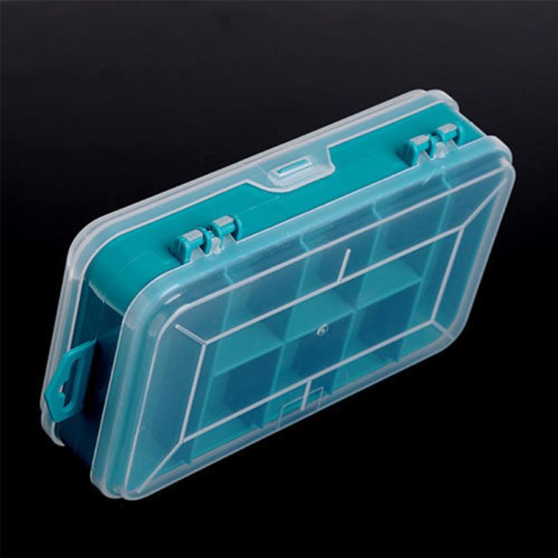 Caja de almacenamiento de herramientas de plástico PP, 13 rejillas, cuentas para joyería, tornillos, caja de almacenamiento, portaherramientas electrónico pequeño de doble cara, caja verde