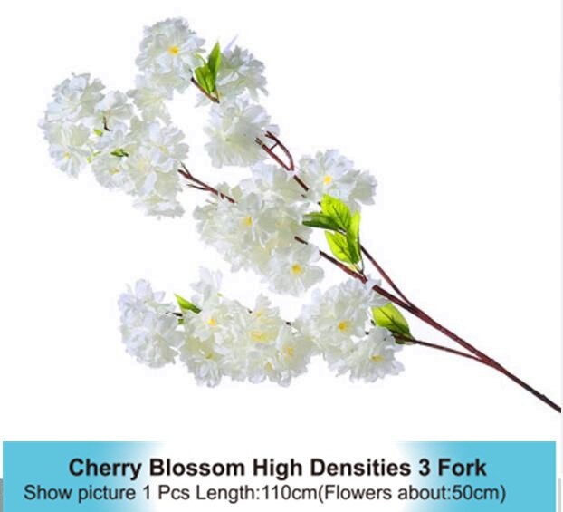 Vigne de cerisier artificiel, fausse fleur de cerisier, tige d'arbre Sakura pour événement, décoration d'arbre de mariage: white