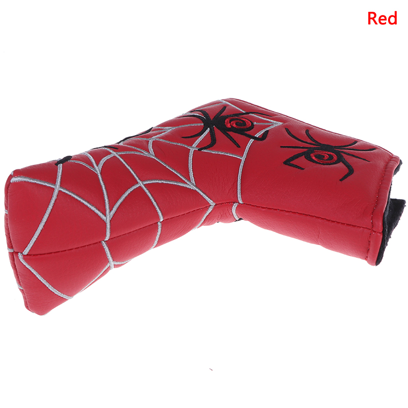Golf driver hoveddæksel spider med sølv web golf putter cover headcover til blade golf putter hoved støvtætte covers: Rød