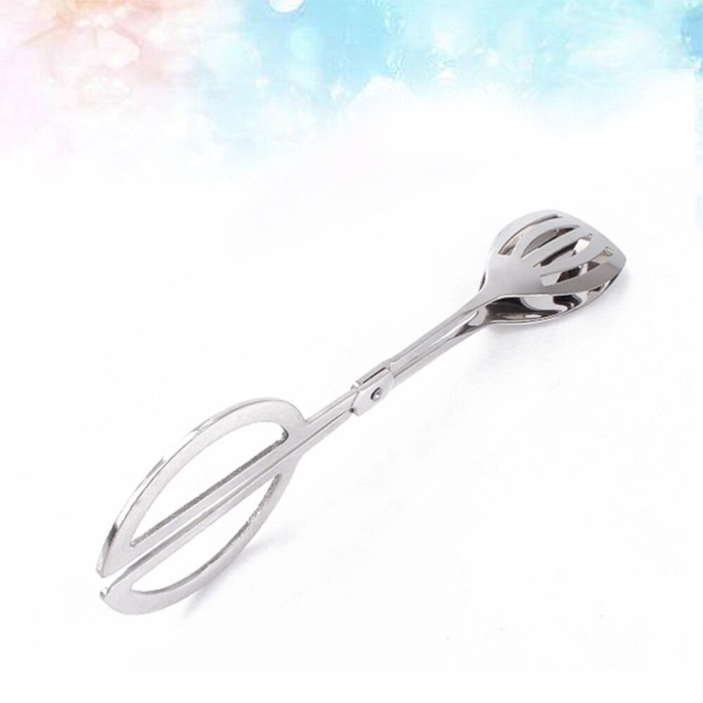 1Pc Rvs Salade Schaar Tong Praktische Lepel Vork Clip Brood Clip Voedsel Tong Voor Thuis Keuken Buffet: Default Title