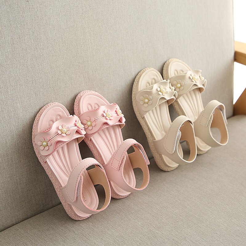 Zomer Baby Meisjes Sandalen Pu Leer Peuters Zoete Bloem Decoratie Schoenen Zachte Zool Prinses Schoenen Antislip Baby Prewalker