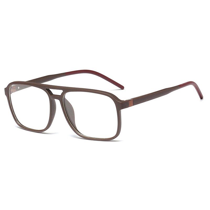 Gafas cuadradas con bloqueo de luz azul para hombres de JULI, Marco óptico para mujeres, gafas con protección UV antirreflectante 6042: C4 brown