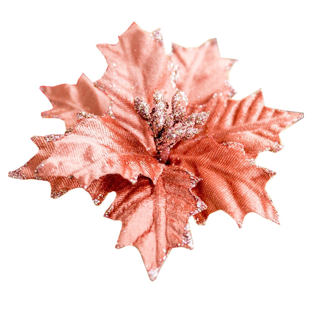 Kunstige jul blomster bryllup simulation flannelette blomster juletræ ornamenter dekoration: Lyserød 20cm