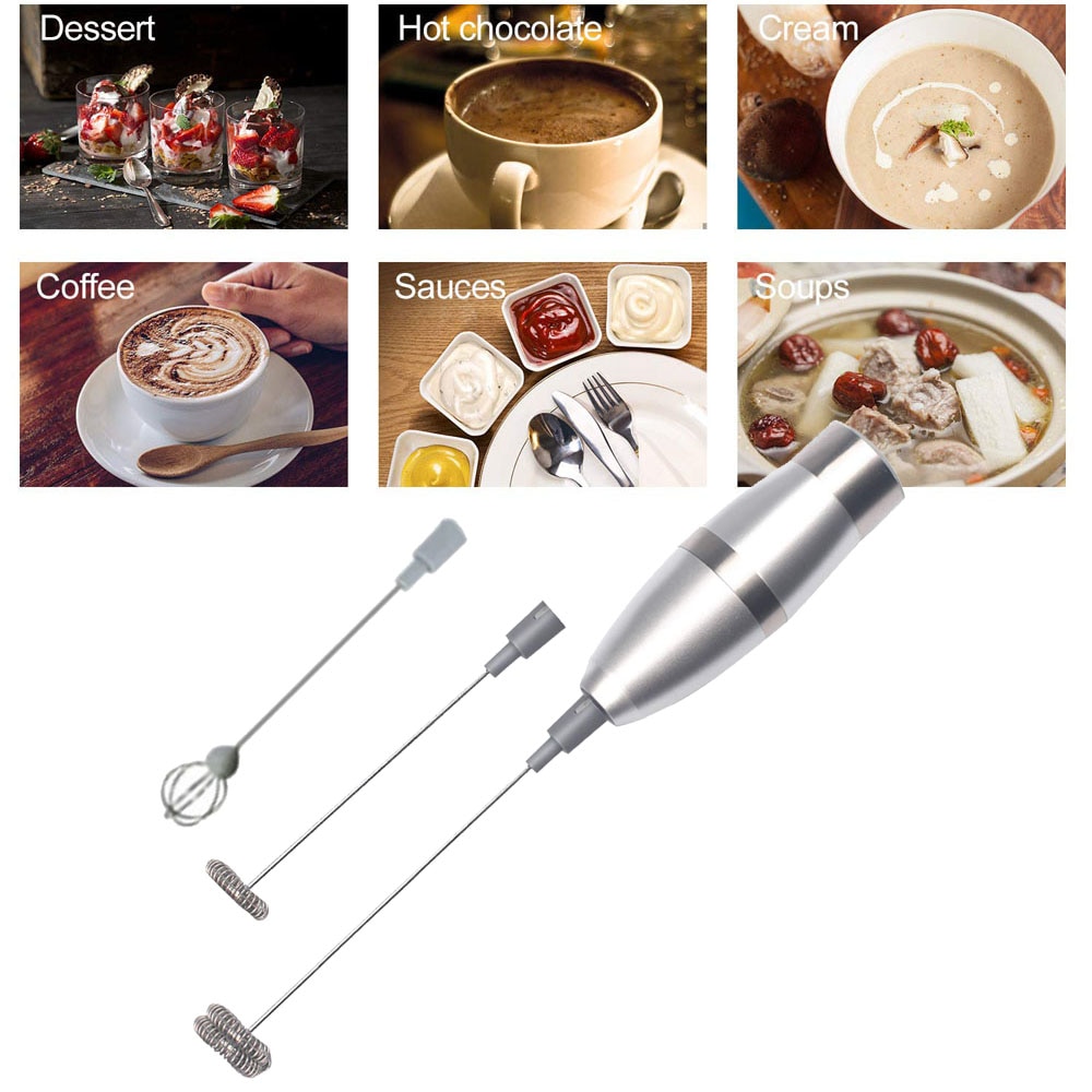 Espumador de leche eléctrico, espumante de bebida de café, batidora mexclador agitador de café, batidor de huevos para revolver mantequilla y leche