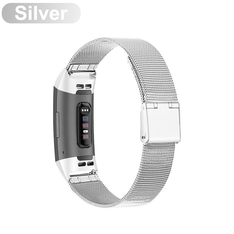 Stropp for fitbit charge 3 4 se -bånd for fitbit charge 2 -bånds armbånd milanese metall for smart armbåndsklokketilbehør: Sølv / For ladning 2