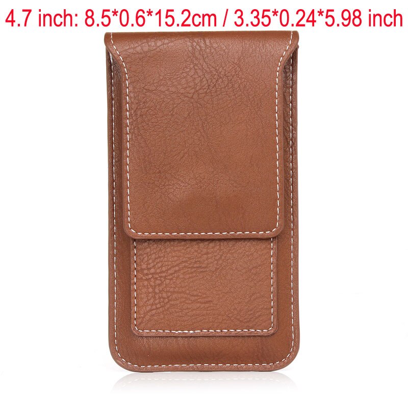 YIANG Kleine Taille Tas PU Leer Eenvoudige Mobiele Telefoon Tas voor iPhone/Samsung/Huawei Riemclip Case Casual taille Packs Telefoon Pouch: 4.7 inch brown