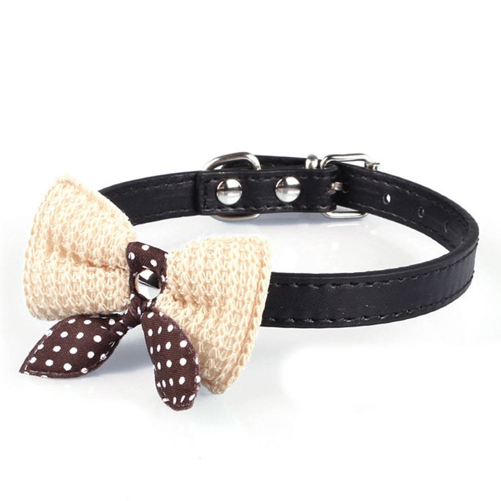 Leuke Knit Huisdier knoop Cat Halsband Verstelbare Lederen Ketting voor Kleine Honden Puppy Kraag Chihuahua Zwart/Rood /Rose rood