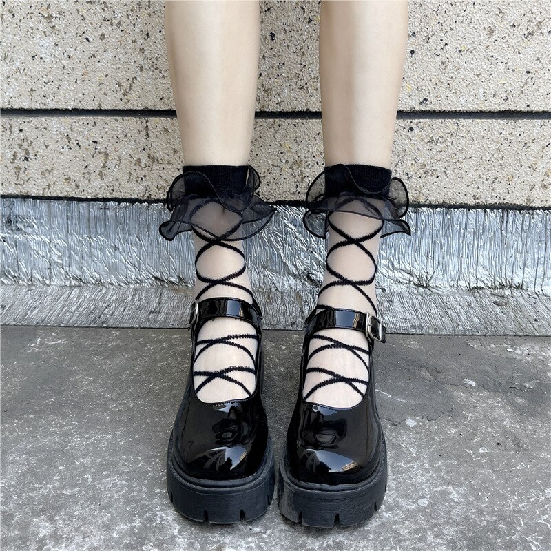 Super Dünne transparent Strumpfwaren Über Knie Socken frauen Sommer Strumpfwaren sexy JK Schwarz Oberschenkel Weiß Strumpfwaren: ss02902