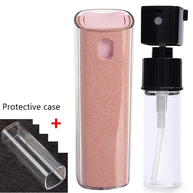 Limpiador de pantalla de microfibra 2 en 1, botella pulverizadora para teléfono móvil, Ipad, ordenador, paño de microfibra, toallitas para limpieza de gafas de Iphone: RED