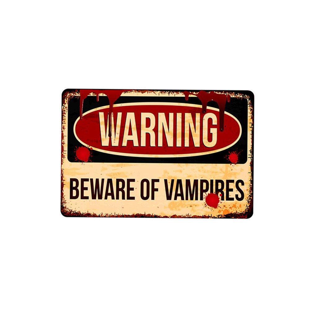 Halloween-skilt plakett advarselsetiketter vintage blikkskilt veggdekor for fest pubklubb huletinnplater grufulle skilt avtagbare: E