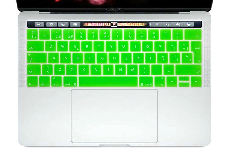 Dla MacBook Pro 13 A1706 Pro 15 A1707 2016 2017 wersja z touch bar 2017 hiszpański europejskiej osłona klawiatury klawiatura Protector: Green