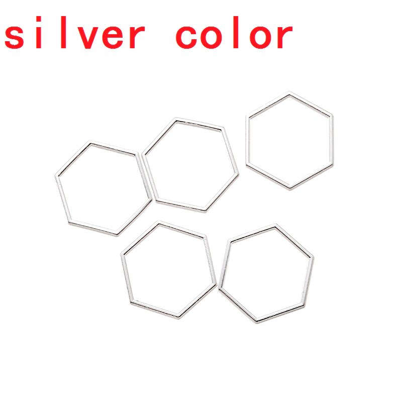 Yuenz 10Pcs 7 Kleur Mini Hexagon Charm Hollow Lijm Blank Hanger Lade Bezel Charms Diy Armband Ketting Handgemaakte Bezel mold: Silver Plated