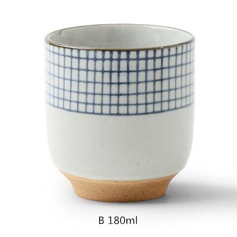 Ceramic soup cup coarse pottery hand painted lattice pattern teacup originality Coffee cup wine cups: B 180ml