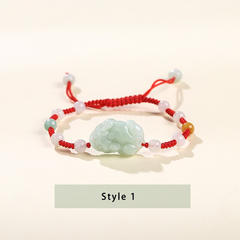 JD Glück rot Seil Armbänder Natürliche Jade Pixiu Gold Farbe Tibetischen Buddhistischen Knoten Einstellbare Charme Armbinde Für Frauen Männer 1 stücke: Stil 1