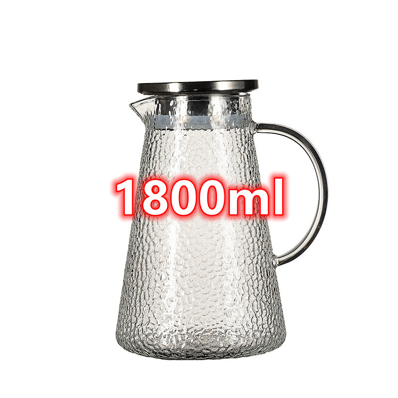 Teekanne, hohe borosilikatglas, wasserkocher, wasserkocher, saft krug, gehämmert glas krug, 1300ml/1800ml, glas tasse, kochendes glas krug: 1800ml Wasser Flasche
