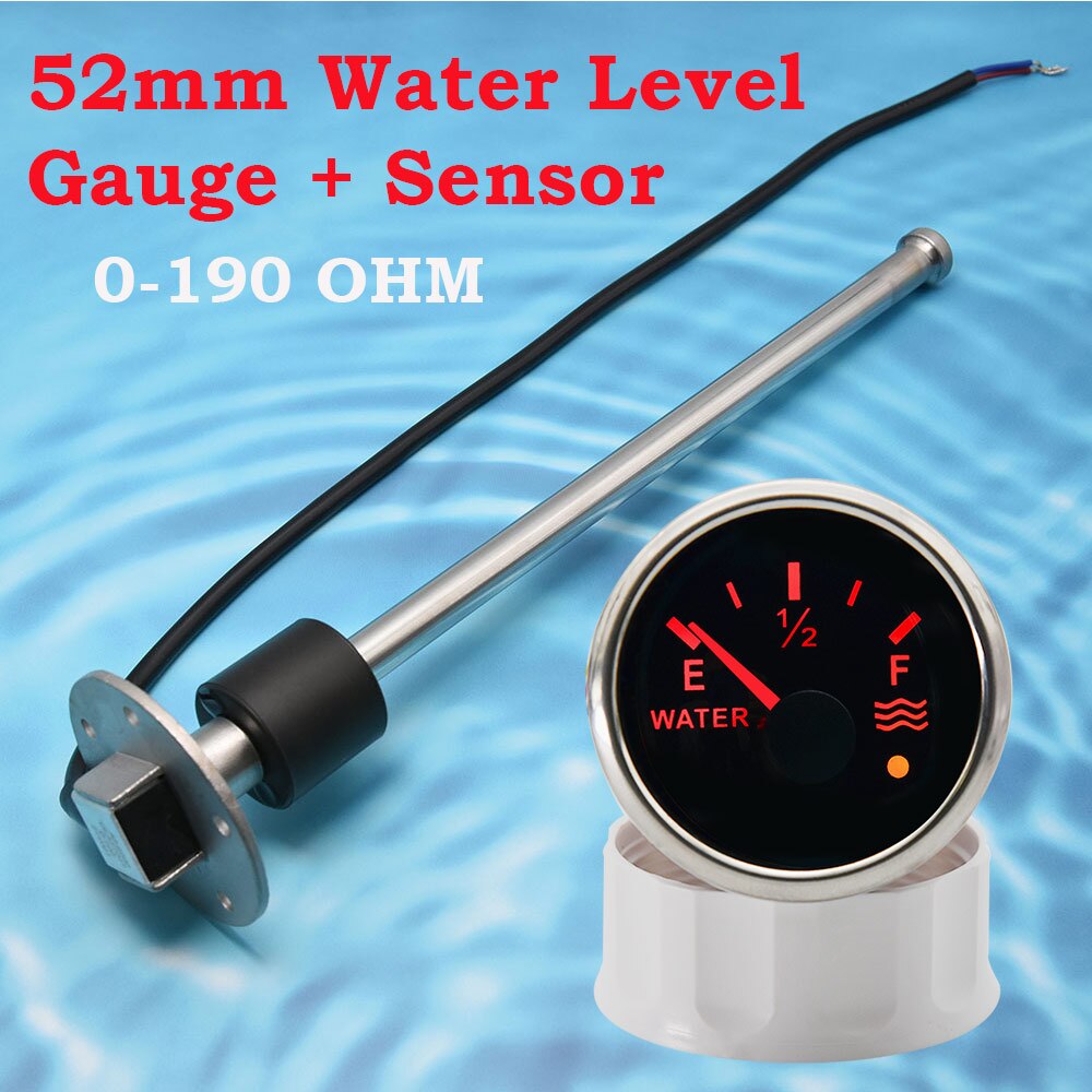 AD Digital Water Level Gauge 100-500mm Water level sensor 0-190ohm Fit Boat Car Fuel Level Gauge Meter with Red Backlight 9-32V