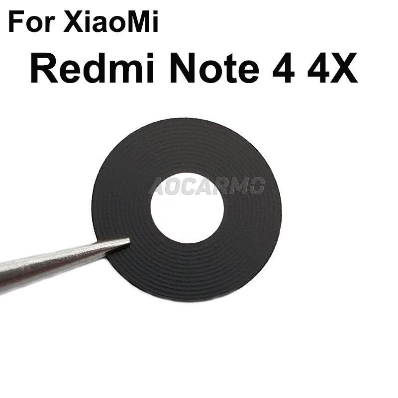 Aocarmo Rear Back Camera Lens Glass With Adhesive Sticker Replacement Part For XiaoMi Redmi Note 4 4X