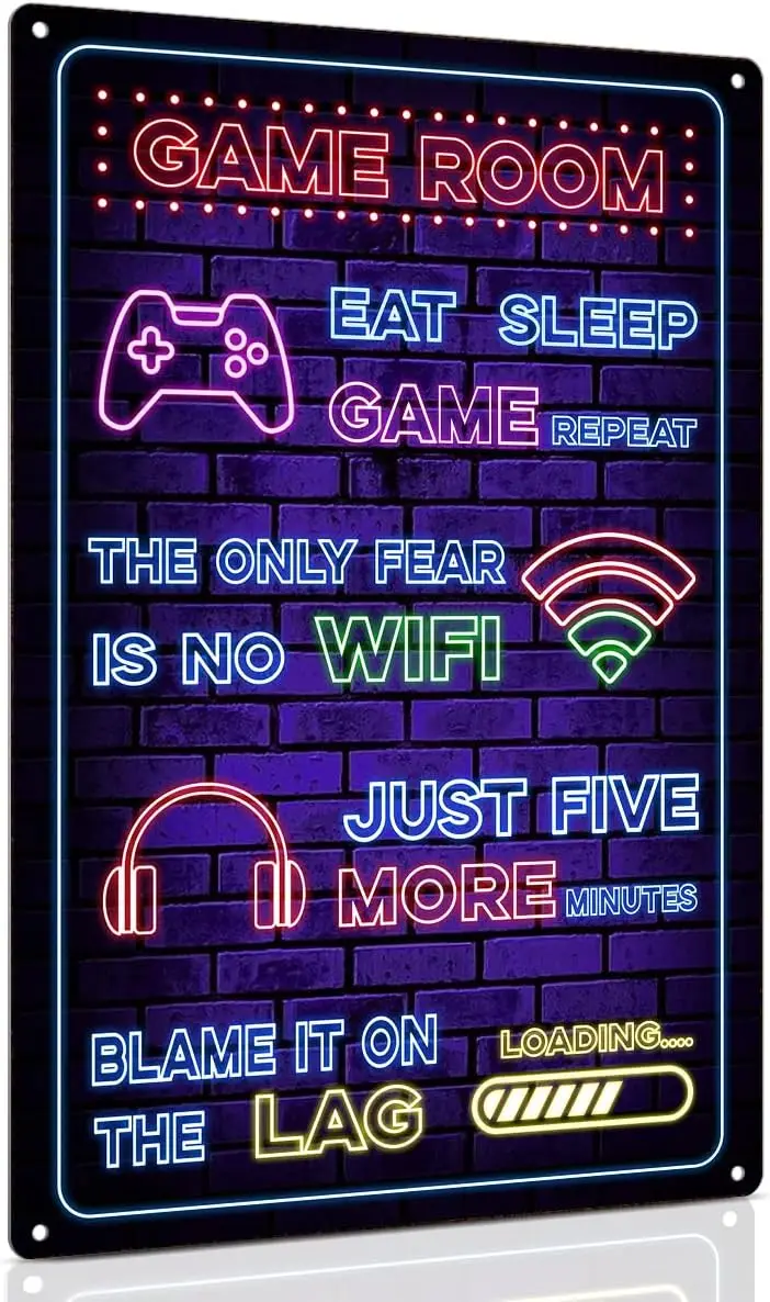 Esclusivo targa in metallo futuristico da 8x12". Decorazione ideale per porte da parete per sala giochi. Ottimo regalo per ragazzi, ragazze, fidanzati.: WHITE