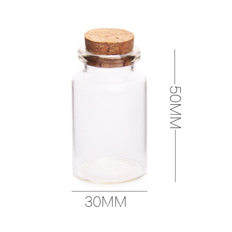 Mini bouteille de vœux bocaux en verre vide 5-10 pièces 50ml/20ml/15ml bricolage bouteille à dérive pour de décoration de mariage avec bouchon en liège: 30x50mm / 10 pcs