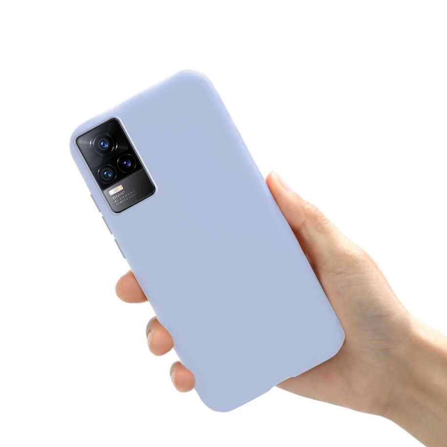 Voor Vivo V21 V21e Case Vloeibare Siliconen Zachte Tpu Capa Slanke Telefoon Back Cover Voor Vivo V21 5G v2050 VivoV21e V2061 Funda 6.44&quot;: For Vivo V21 5G / Purple