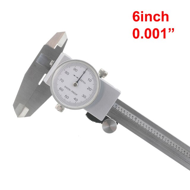 0-6" Inch Dial vernier caliper 6 inch .001" Shock Proof Dial Caliper 0-150mm/0.02mm Stainless Steel Precision Vernier Caliper: inch size