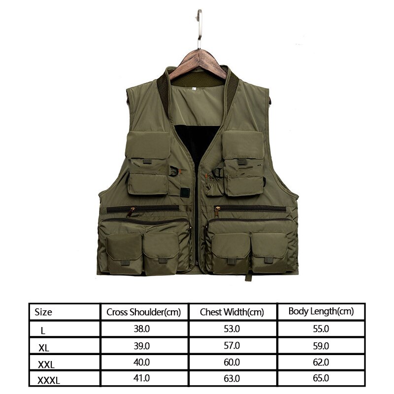 Korean Fishing Vest Quick Dry Fish Vest Breathable Material Fishing Jacket Outdoor Sport Survival Utility Safety Waistcoat: Army Green / L