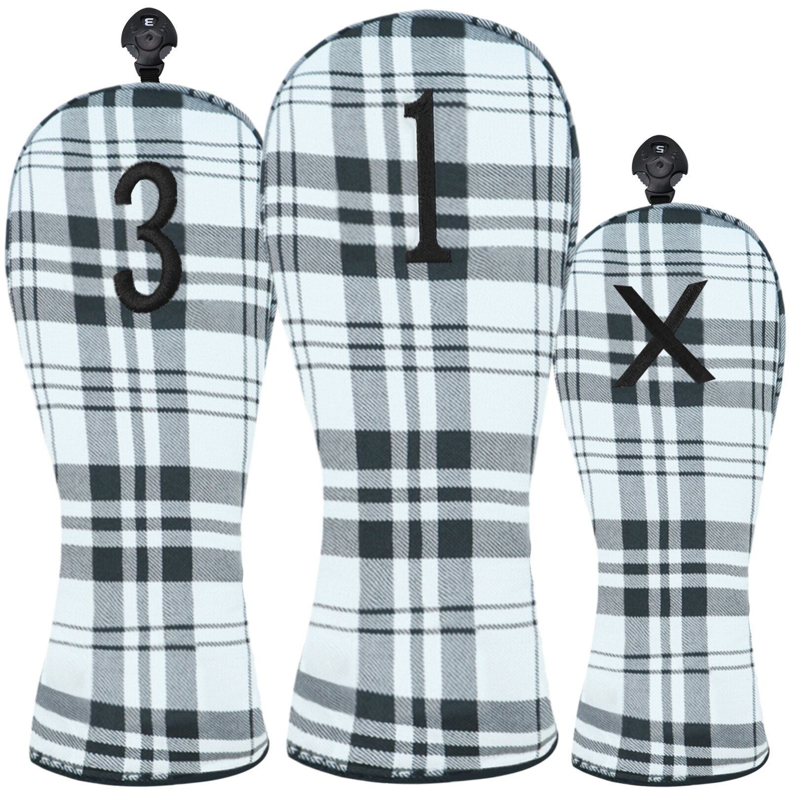 #1 #3 #5 Golf Head Cover Driver Fairway Hybrid Mixed Wood Putter HeadCover Woods Clubs Protector Blue Green: White 3Pcs