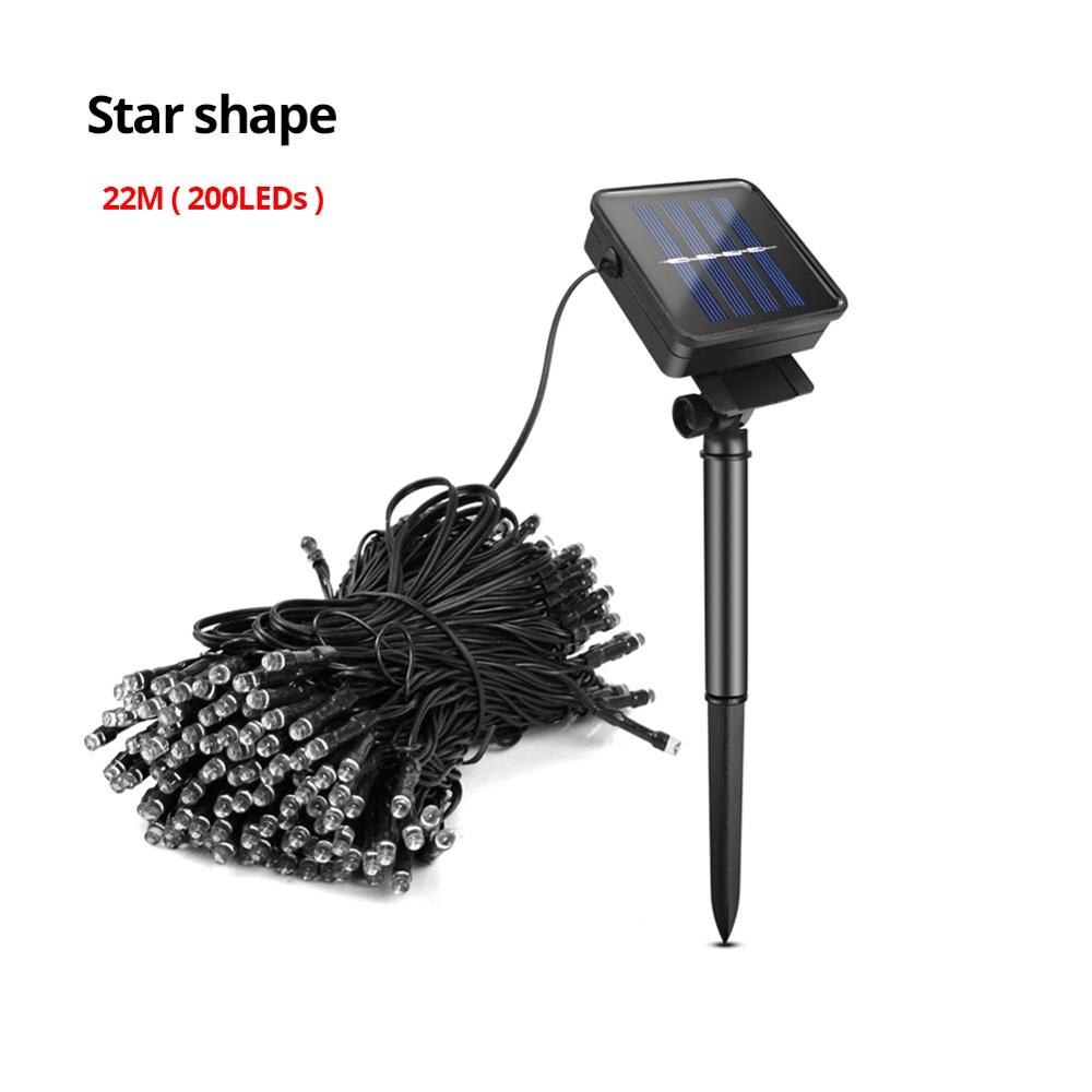 Fée lumières solaires lampes de pelouse étanche en plein air chaîne solaire lumières boule de cristal arbre de noël décoration de jardin pour les: 22M Star String / White