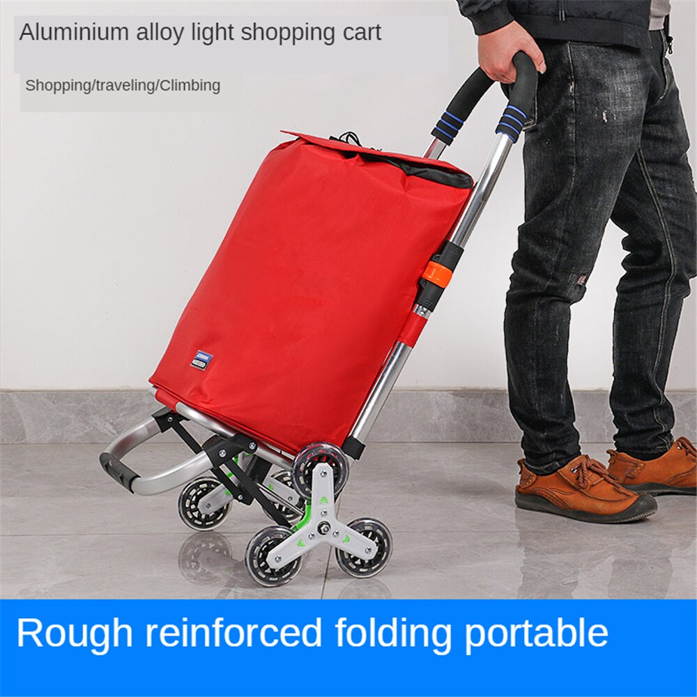 B-LIFE Trap Klimmer Trolley Dolly Winkelen Kruidenier Opvouwbare Winkelwagen Met Rolling Swivel Wielen En Oxford Doek Boodschappentas