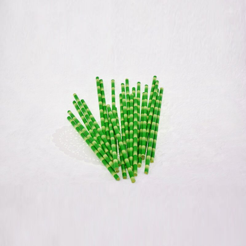 25 stuks groene bamboe print tiki papieren rietjes milieuvriendelijke papieren drinkrietjes voor bruiloften verjaardagen bar/pub feestbenodigdheden