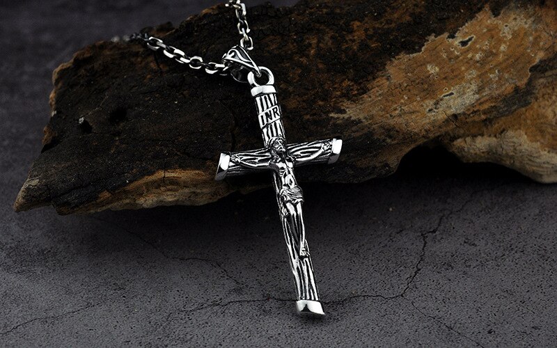 Ægte 100% 925 sterling sølv farve kristen halskæde vedhæng til mænd smykker krucifiks jesus kryds vedhæng ingen kæde