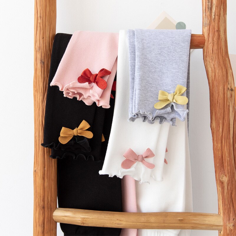 2022 spring girls' leggings Korean style children's pants Colorful big bow girls' pants