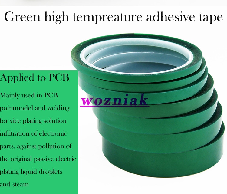 Kæledyrsgrønt tape højtemperaturisolering afskærmningstape til pcb loddeplader isoleringsbeskyttelse 33m