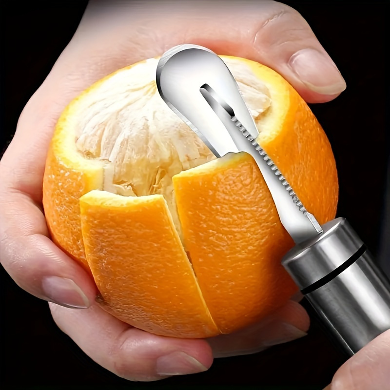 Pelador de naranjas de acero inoxidable con asa, pelado fácil de cítricos y limón, utensilio de cocina para frutas y verduras