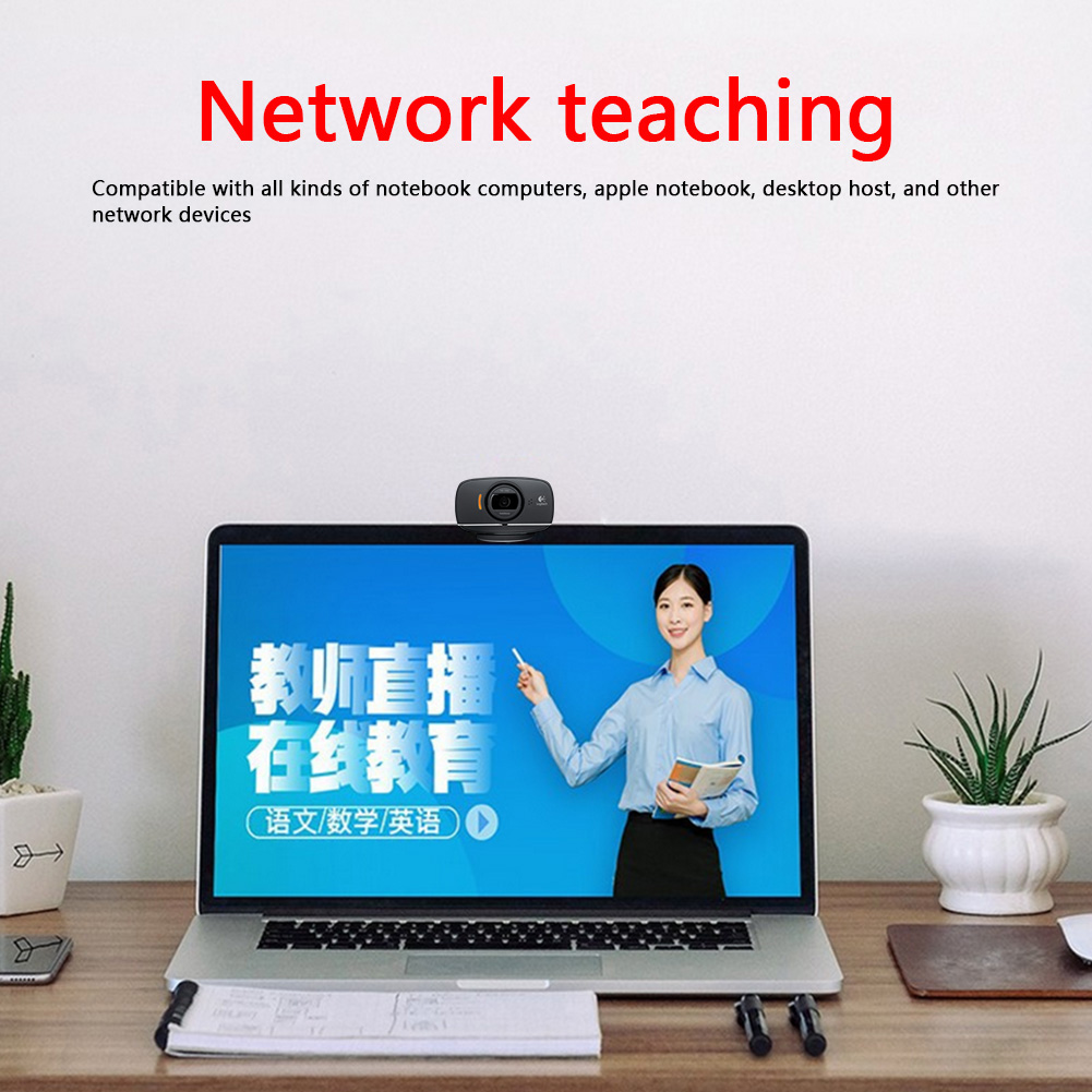 Logitech B525/C525 720P HD Webcam with Mic Rotatable Computer Desktop Laptop Auto Focus Web Camera for Video Calling Conference