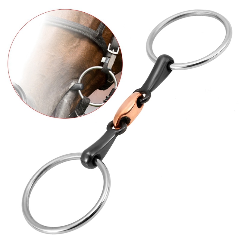 Stainless Steel Horse Mouth Bit Horse Mouth Piece Equestrian Snaffle Copper Link Bit Horse Racing Accessory