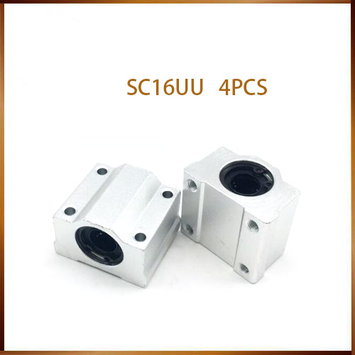 Sc16uu 4 kpl  sc16uu scs 16uu lineaariliikekuulalaakerit cnc osat liukulohko holkki 16mm lineaarisen akselin ohjauskisko cnc osia