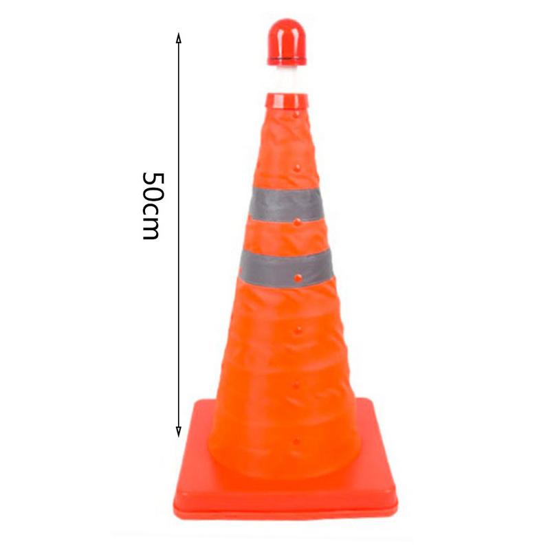 Cône de circulation télescopique, panneau d'avertissement de voiture, bloc de route réfléchissant, cône de route, d'urgence, triangulaire, signe de sécurité d'exportation,: 50 cm with light
