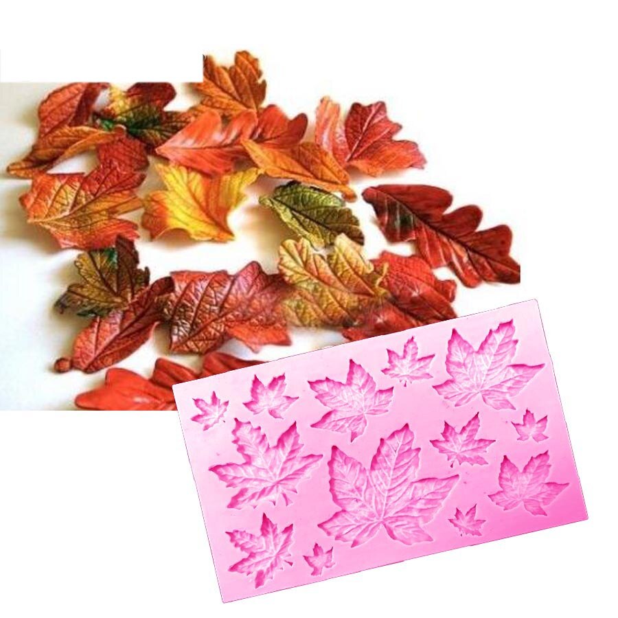 Arce DIY hoja de silicona molde para hornear cupcakes de utensilios para decoración de tortas con Fondant pastillaje Chocolate moldes de caramelo de arcilla: 9