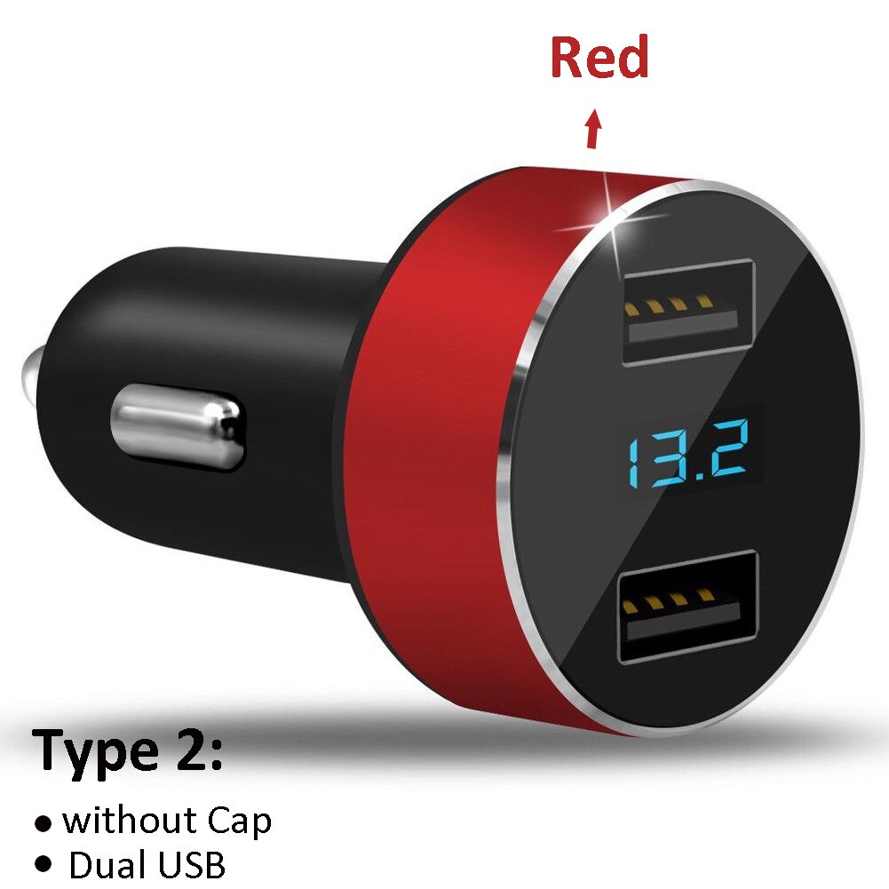 Prise allume-cigare de voiture, chargeur double USB pour téléphone portable, adaptateur universel avec couvercle: Type 2 --Red